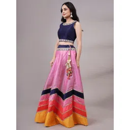 Utsav Fashion Embroidered Sequinned Shibori Ready to Wear Lehenga & Blouse With Dupatta image 4
