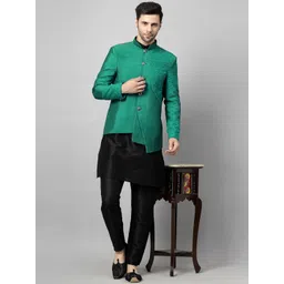 Utsav Fashion Men Embroidered Regular Thread Work Dupion Silk Kurta with Trousers-picture-17