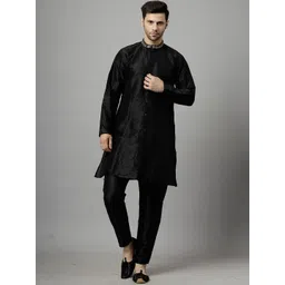 Utsav Fashion Men Floral Embroidered Regular Sequinned Kurta with Trousers-picture-13