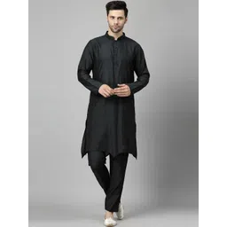 Utsav Fashion Men Regular Chanderi Cotton Kurta with Trousers-picture-15