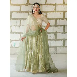 Uttaraa Ready To Wear Woven Design Organza Lehenga & Blouse With Dupatta-picture-36