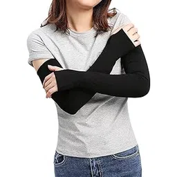 UV Protection Cooling Arm Sleeves - UPF 50 Compression Arm Sleeves for Men/Women/Students for Elbow Brace, Baseball, Basketball, Cycling Sports-Black-bike riding (Black finger)-picture-26