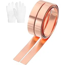 uxcell 2 Roll Copper Sheet Roll, 1000 x 10 x 0.4 mm 99.9% Pure Copper Strip with White Cotton Gloves, Copper Flashing Metal Foil Plate for Crafting, Electricity, DIY Project-picture-30