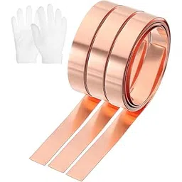 uxcell 3 Roll Copper Sheet Roll, 1000 x 10 x 0.5 mm 99.9% Pure Copper Strip with White Cotton Gloves, Copper Flashing Metal Foil Plate for Crafting, Electricity, DIY Project-picture-14
