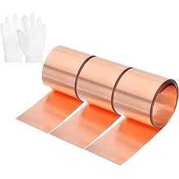 uxcell 3 Roll Copper Sheet Roll, 1000 x 50 x 0.05 mm 99.9% Pure Copper Strip with White Cotton Gloves, Copper Flashing Metal Foil Plate for Crafting, Electricity, DIY Project-picture-17