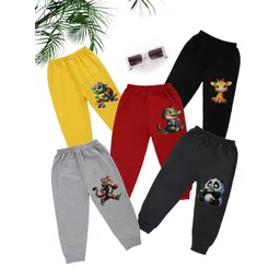 UZARUS Infants Pack Of 5 Printed Cotton Joggers-picture-29