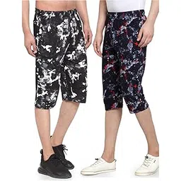 UZARUS Men's Cotton Three Fourth Capri Shorts with Two Zippered Pockets-picture-30