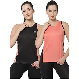UZARUS Women's Dry Fit Workout Tank Top Sports Gym T-Shirt (Pack of 2)-picture-23