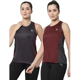 UZARUS Women's Dry Fit Workout Tank Top Sports Gym T-Shirt (Pack of 2)-picture-32