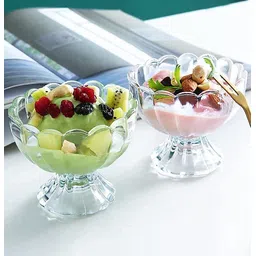 v bright Glass Dessert Bowl Ice Cream Bowl Set – Transparent Crystal Cup for Sweets & Pudding Disposable-picture-32