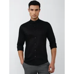 V Dot Black Cotton Slim Fit Shirt-picture-18