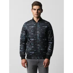 V Dot Black Regular Fit Printed Bomber Jacket-picture-22