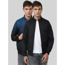 V Dot Black Regular Fit Reversible Jacket-picture-33