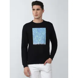 V Dot Black Slim Fit Printed Sweatshirts-picture-10
