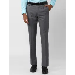 V Dot Grey Skinny Fit Self Pattern Trousers-picture-24