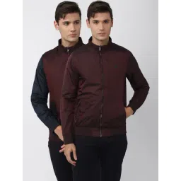 V Dot Maroon Regular Fit Colour Block Reversible Jacket-picture-38