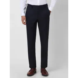 V Dot Navy Blue Slim Fit Trousers-picture-40