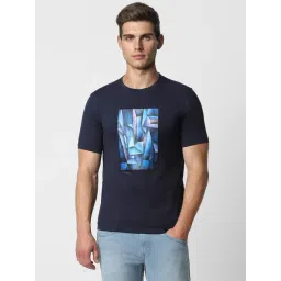 V Dot Navy Slim Fit Printed T-Shirt-picture-42