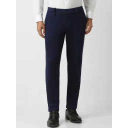 V Dot Navy Slim Fit Trousers-picture-41