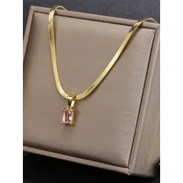 V FASHION JEWELLERY Stainless Steel Gold-Plated Artificial Stones Studded Necklace-picture-12