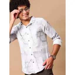 V-Mart Abstract Printed Spread Collar Cotton Shirt-picture-27