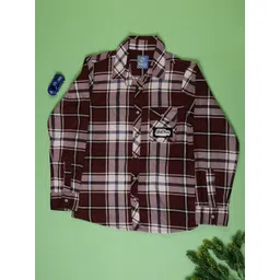 V-Mart Boys Checked Spread Collar Cotton Casual Shirt-picture-31