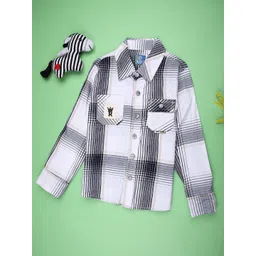 V-Mart Boys Checked Spread Collar Cotton Casual Shirt-picture-37