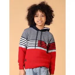V-Mart Boys Colourblocked Printed Hooded Pullover-image-16