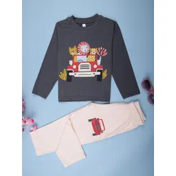 V-Mart Boys Graphic Printed Round Neck Pure Cotton T-shirt With Pyjamas-picture-51