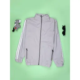 V-Mart Boys Mock Collar Striped Open Front Jacket-picture-51