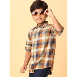 V-Mart Boys Spread Collar Checked Cotton Casual Shirt-picture-44