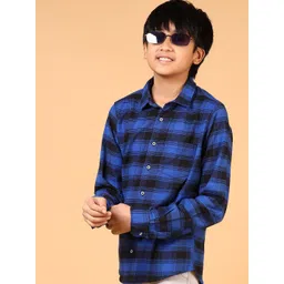 V-Mart Boys Spread Collar Tartan Checked Cotton Casual Shirt-picture-38