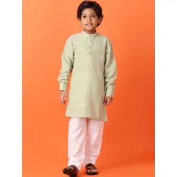 V-Mart Boys Striped Regular Dupion Silk Kurta with Pyjamas-picture-11