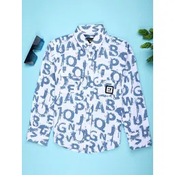 V-Mart Boys Typography Printed Spread Collar Cotton Shirt-picture-31