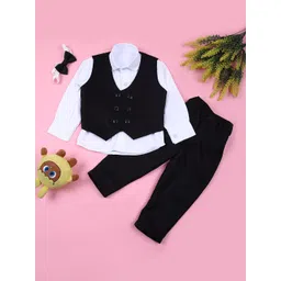 V-Mart Boys V-Neck Double-Breasted Four-Piece Party Suit-picture-14