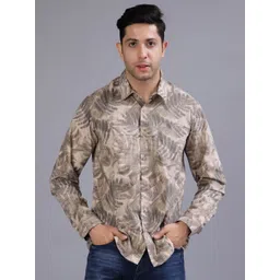 V-Mart Floral Printed Spread Collar Cotton Slim Fit Shirt-picture-11