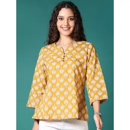 V-Mart Floral Printed V-Neck Pure Cotton Kurti-picture-24