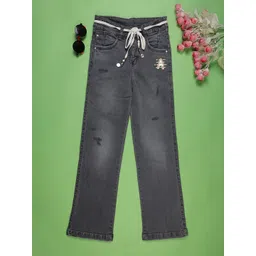 V-Mart Girls Cotton Mid-Rise Low Distress Light Fade Jeans-picture-21