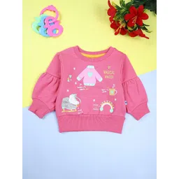 V-Mart Girls Graphic Printed Round Neck Fleece Pullover Sweatshirt-picture-17