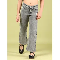 V-Mart Girls Mid-Rise Light Fade Applique Coloured Denim Jeans-picture-49