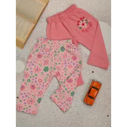 V-Mart Infants Pack Of 2 Floral Printed Cotton & Fleece Lounge Pants-picture-12