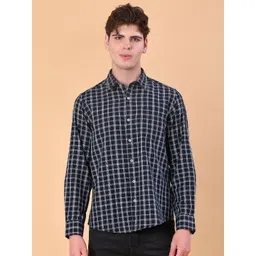 V-Mart Men Checked Spread Collar Cotton Dobby Casual Shirt-picture-21
