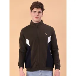 V-Mart Men Colourblocked Mock Collar Long Sleeves Front-Open Sweatshirt-picture-43