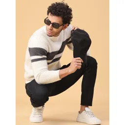 V-Mart Men Colourblocked Pullover with Embroidered Detail-picture-34