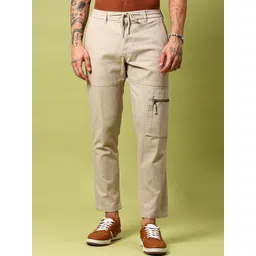 V-Mart Men Cotton Cargo Styles Mid-Rise Regular Fit Trousers-picture-33