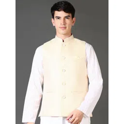 V-Mart Men Embroidered Mandarin Collar Woven Nehru Jacket-picture-26