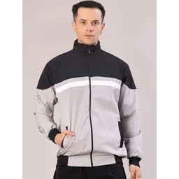 V-Mart Men Mock Collar Colourblocked Bomber Jacket-picture-38