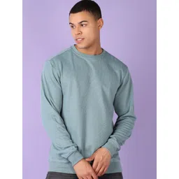 V-Mart Men Solid Round Neck Fleece Pullover Sweatshirt-picture-39