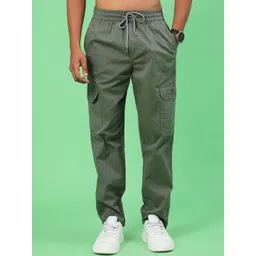 V-Mart Men Solid Twill Mid-Rise Regular Fit Cargos Trousers-picture-42