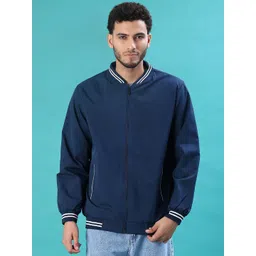 V-Mart Men Stand Collar Solid Bomber Jacket-picture-15